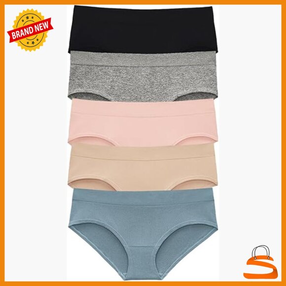 Seamless Hipster Panties Set 5-Pack Breathable Nylon Spandex Low Rise